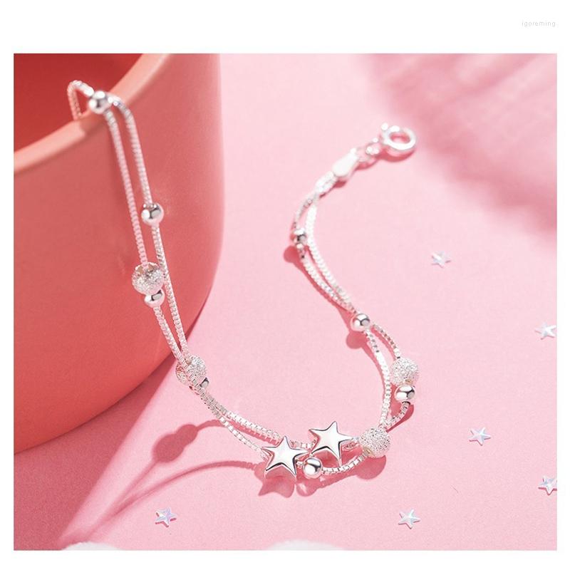 

Bangle Double Star Bracelet Girl's Cute Student Personality Hand Decoration Frosted Exquisite Gift