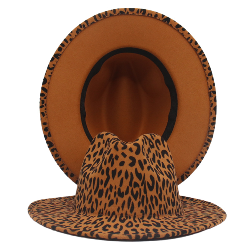 

Leopard Print Jazz Fedora Hat Women Fascinator Church Caps Womens Elegant Party Wedding Top Hat Felt Panama Cap Outdoor Sunhat, Red bottom