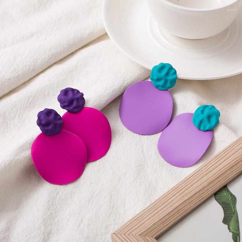 

Stud Earrings Candy Color Metals Wafer Pendant Personality Fashion Sweet Elegant Geometric Ms Girl A Birthday Present