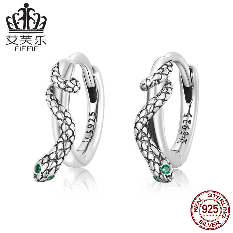 

Avril Silver Snake Ear Buckle Simple Green Line Pattern Ear Studs Earrings