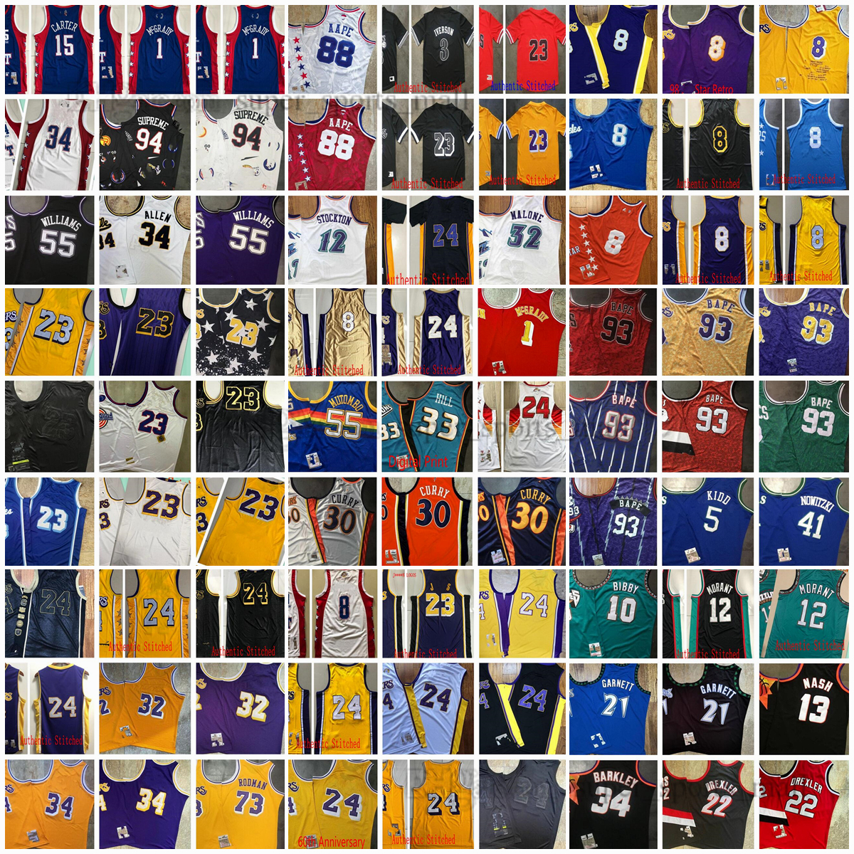 

Mitchell and Ness Real Stitched West All-Team Basketball Jersey Allen Payton Carmelo Dikembe Anthony Mutombo Stephen Allen Curry Iverson McGrady Garnett Jersey, Choose number on picture