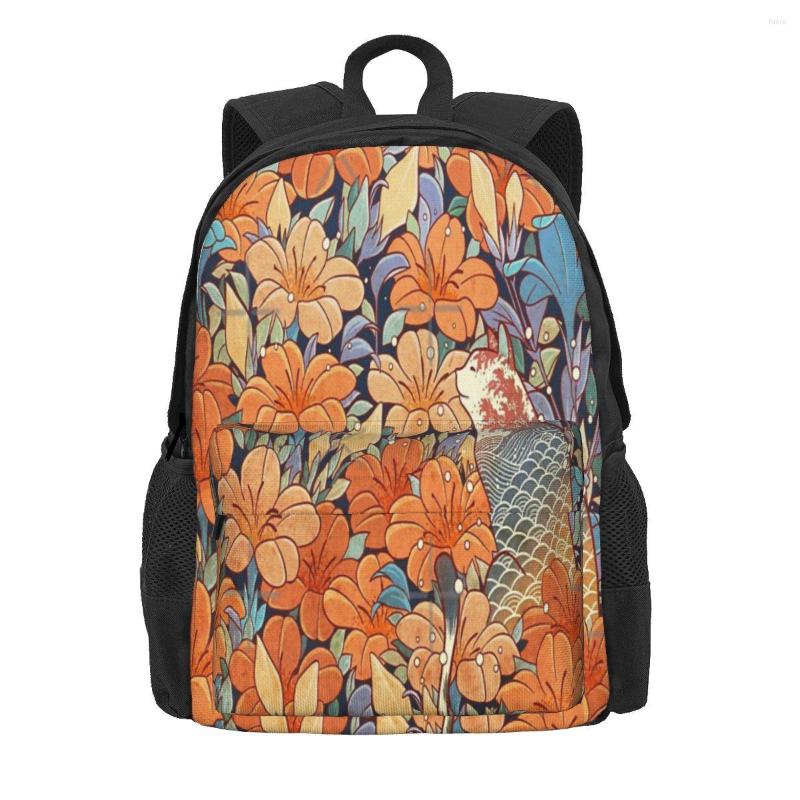 

Backpack Neko And Flowers Backpacks Men's Bags For Women Plain Personalised Girls, Black