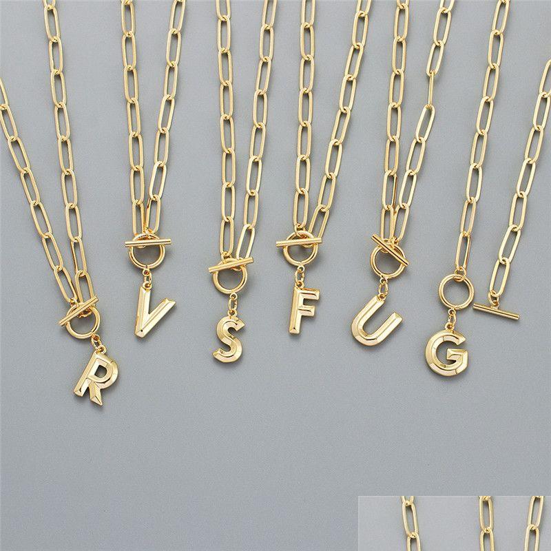 

Pendant Necklaces Personalized Gold Initial For Women Girls Punk Ot Buckle Paperclip Link Chain Necklace Jewelry Gifts Drop Delivery Dhgw0