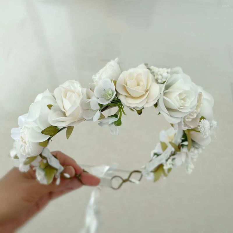 

Hair Accessories Spring Ivory Rose Flower Girls Crown, Picture shown