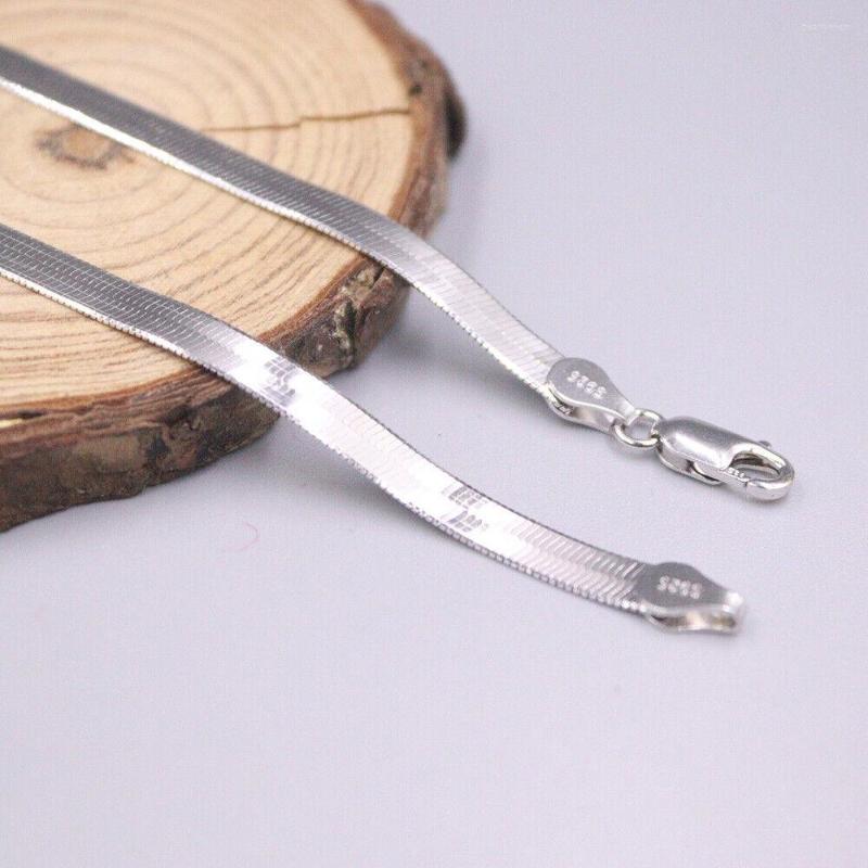 

Chains Real 925 Sterling Silver Necklace 5mm Unique Herringbone Link Chain 17.7"L