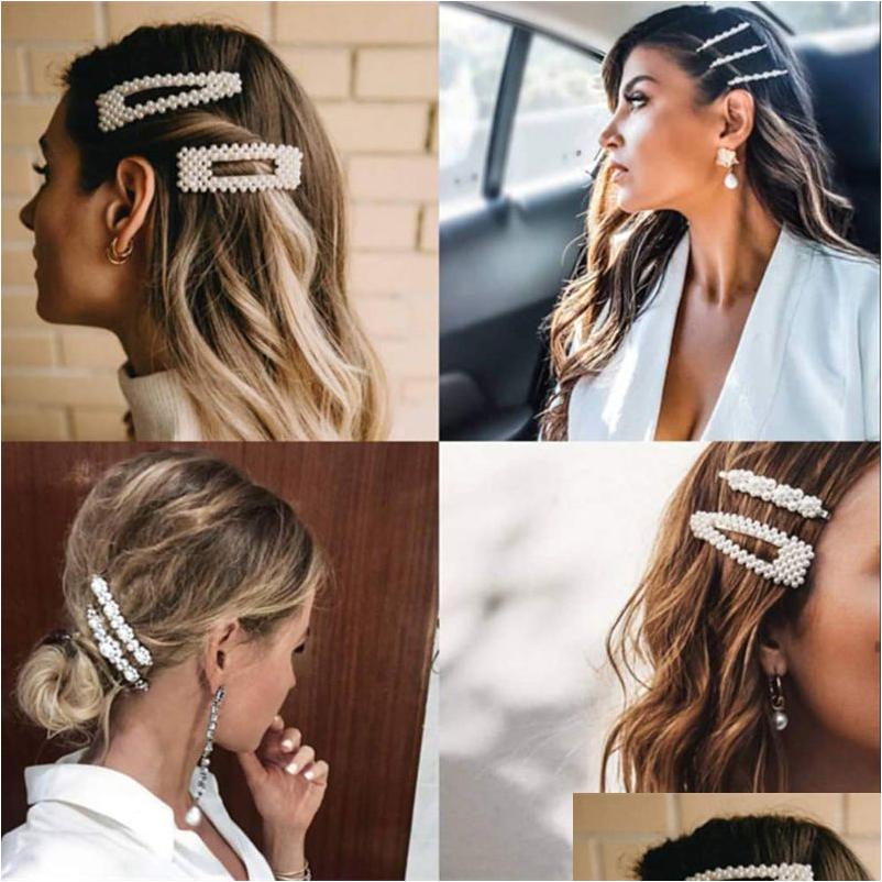 

Hair Clips Barrettes Fashion Pearl Clip For Women Elegant Korean Design Snap Barrette Stick Hairpin Styling Jewelry Accessories Dr Dht9I