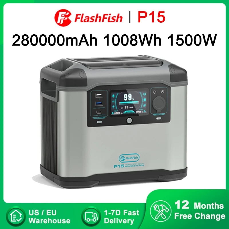

Flashfish 230V 1500W Portable Power Station 1008Wh Solar Generator 280000mAh Emergency Battery Backup for Home Outdoor Camping