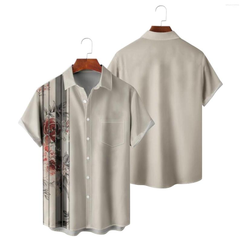 

Men's Casual Shirts Mens Printed Hawaiian Short Sleeve Button Down Beach Shirt For Man Knit Top Slim Fit, Beige