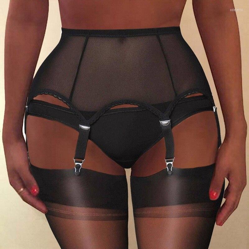 

Garters Sexy Women Mesh Garter Belt High Waist Stocking Holder 6 Straps Elastic Suspender Without Panties Lace Gothic Lingerie, Style2-red