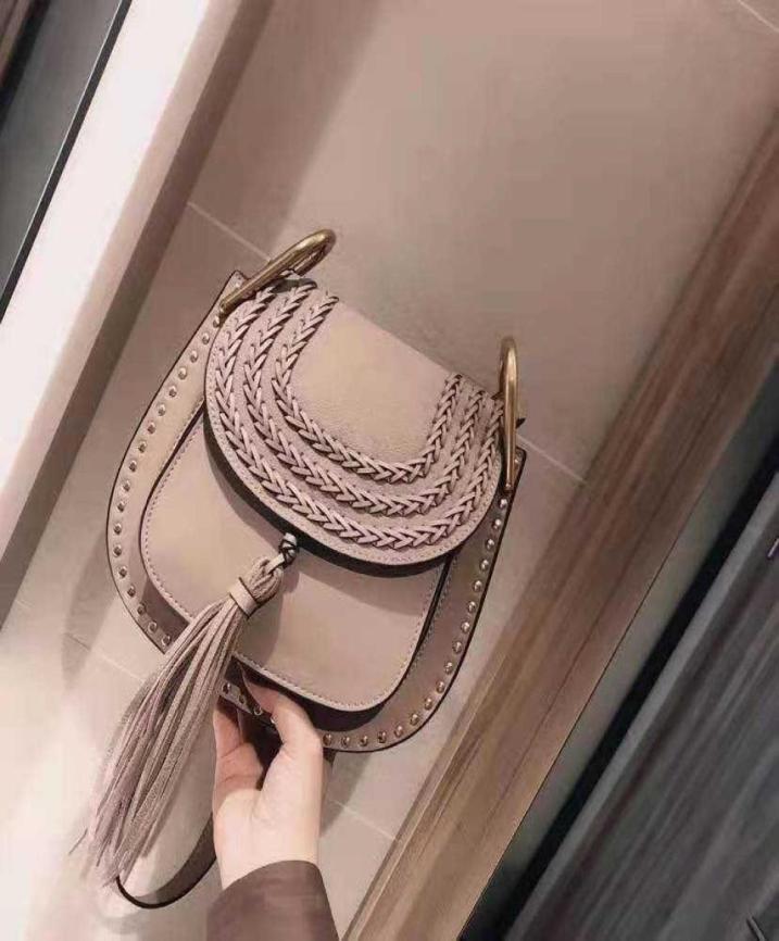 

2021 Classic stlye Fashion C Designer suede women hudson handbag rivet tassel Messenger crochet Bag crossbody shoulder suede bag5102097, Sky blue