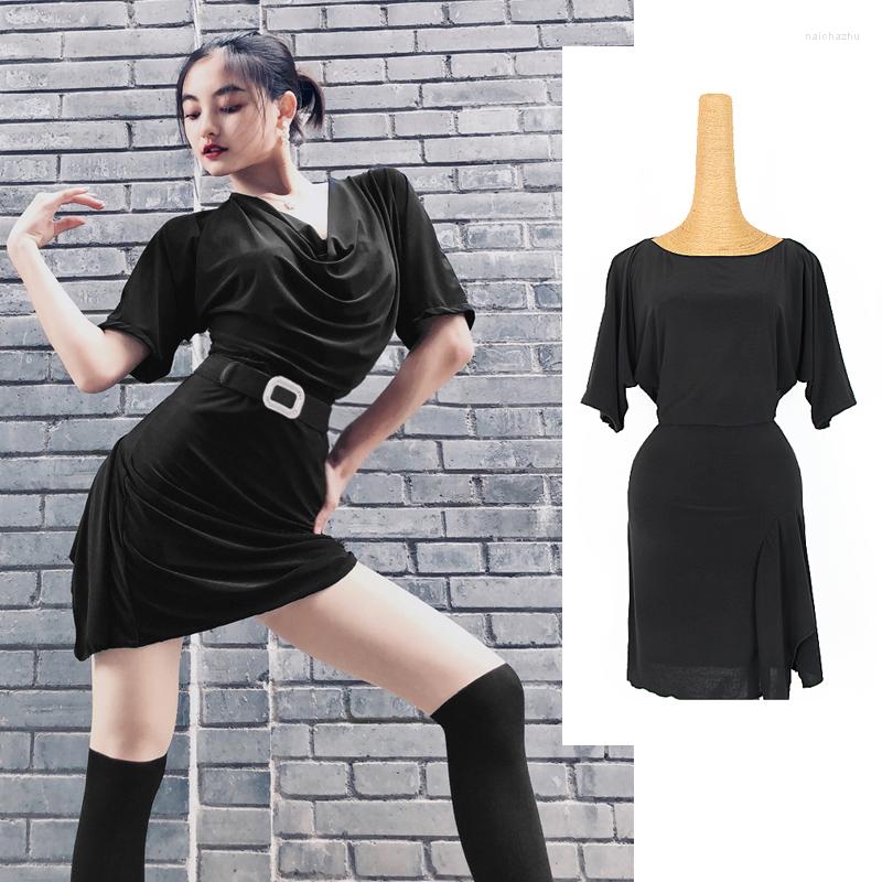 

Stage Wear Latin Dance Practice Suits Adult Black Loose Sexy Clothes Competition Dresses Rumba Tango Samba