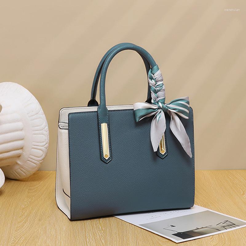 

Evening Bags For Women Soft Satchels Cow Leather Versatile Shoulder Handbags All Match High Quality Genuine Messenger, Blue