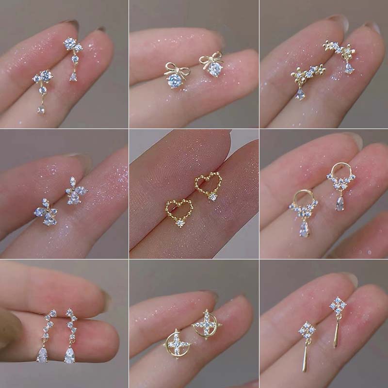 

925 Silver Needle Zircon Earrings Hypoallergenic Fashion Ear Studs Female Pendant Tassel Pendant Earrings for Women Jewelry Gift