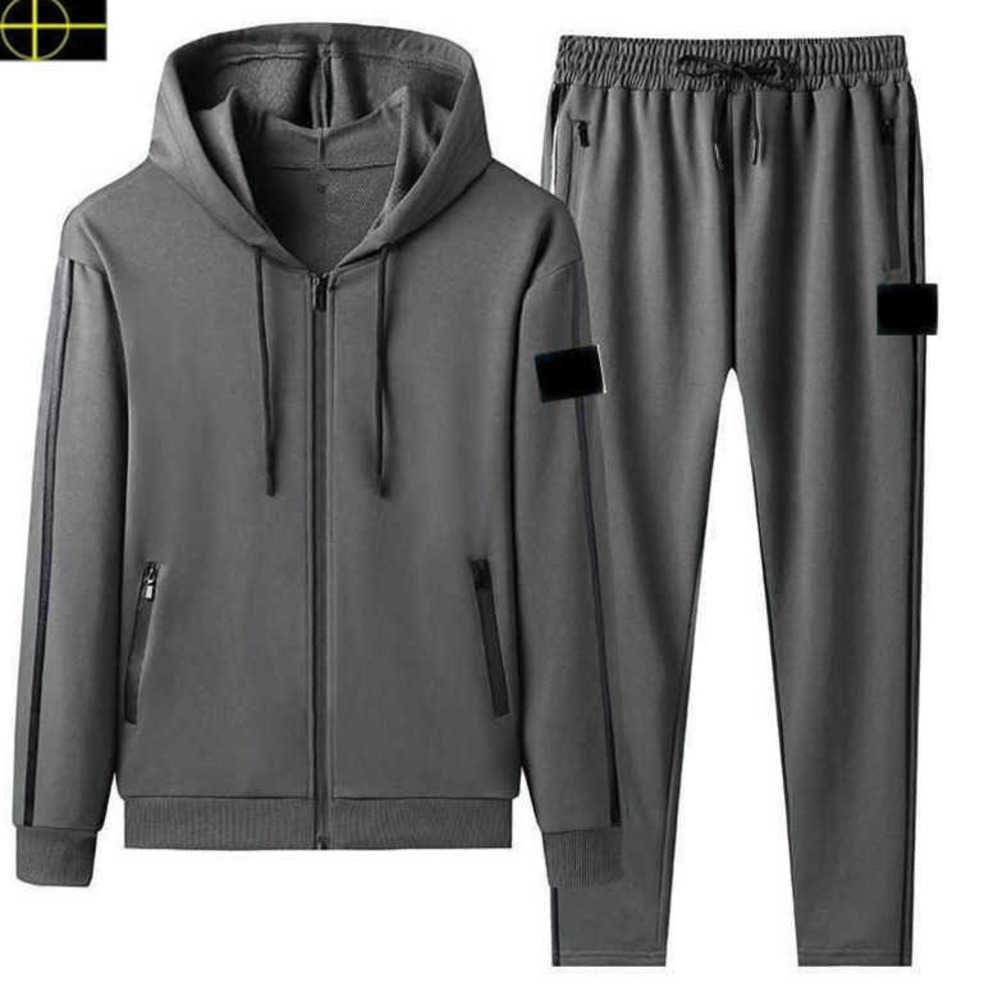 

Spring and Autumn Men's Tracksuits Stone Fashion Classic Island jacket Solid Casual Sports Suit is land Men's Two Piece Hooded Zipper Top4XL, Black