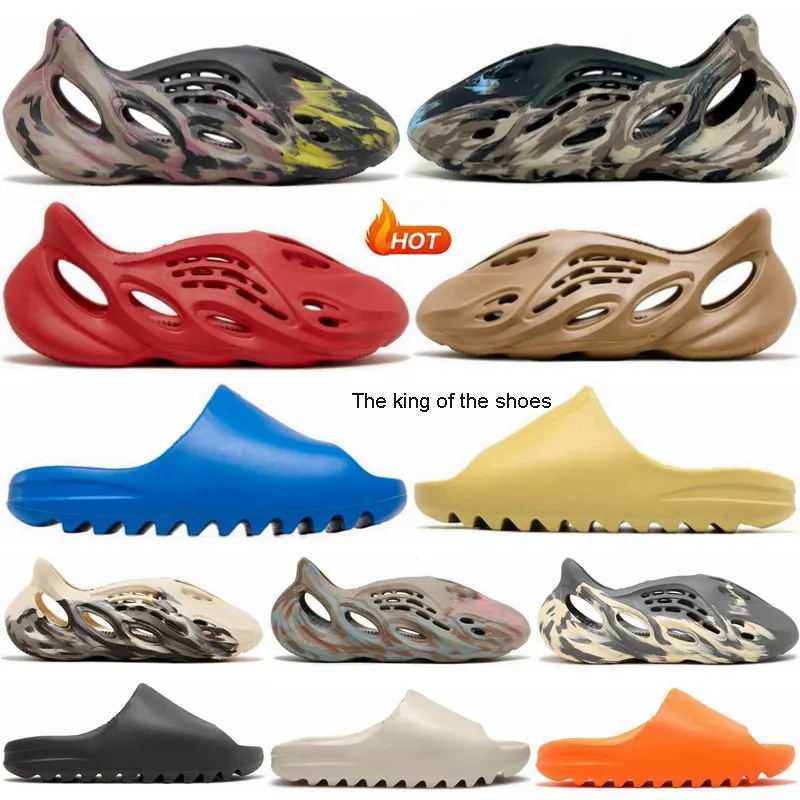 

designer slippers men woman foam runners slide for women shoes flip flops orange desert bone brown luxury sandals blue onyx glow green 36-48, 10