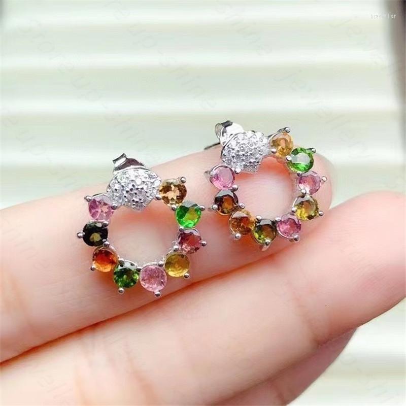 

Dangle Earrings Natural Tourmaline 925 Silver Ladies Candy Color Fresh And Lovely Gift For Girls