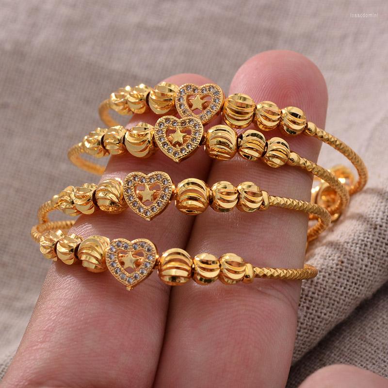 

Bangle 24K 4pcs Ethiopia Gold Color Dubai Bangles Baby Girls Kids Ethnic Bracelets Girl Bride Child Jewelry
