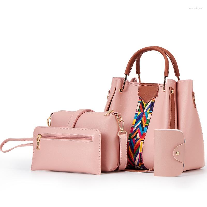

Evening Bags 4 In 1 Fashion Women Shoulder Tote Sling Handbag Set Bag, Pink