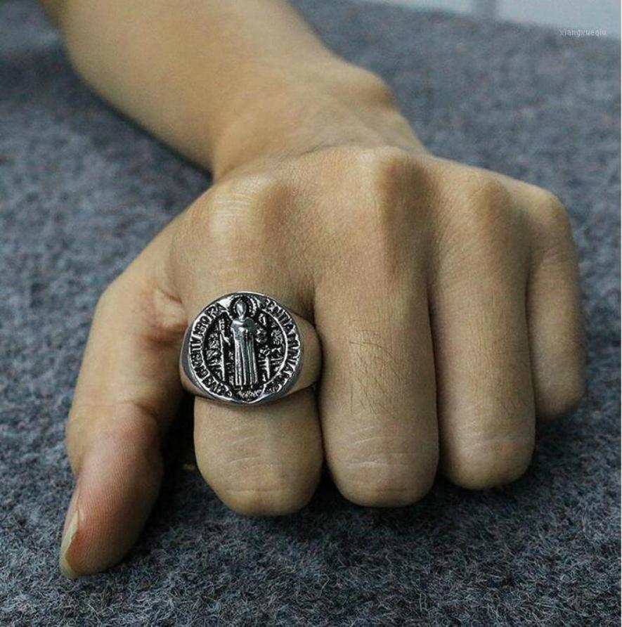 

Cluster Rings Men039s Stainless Steel Ring Retro Constantine Character Christian2988982