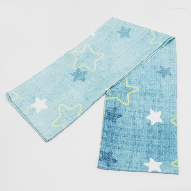 

Scarves Light Blue Scarf Women's Korean Style Casual Pentagram Star Spring And Autumn Scarfs Long Narrow Thin Section