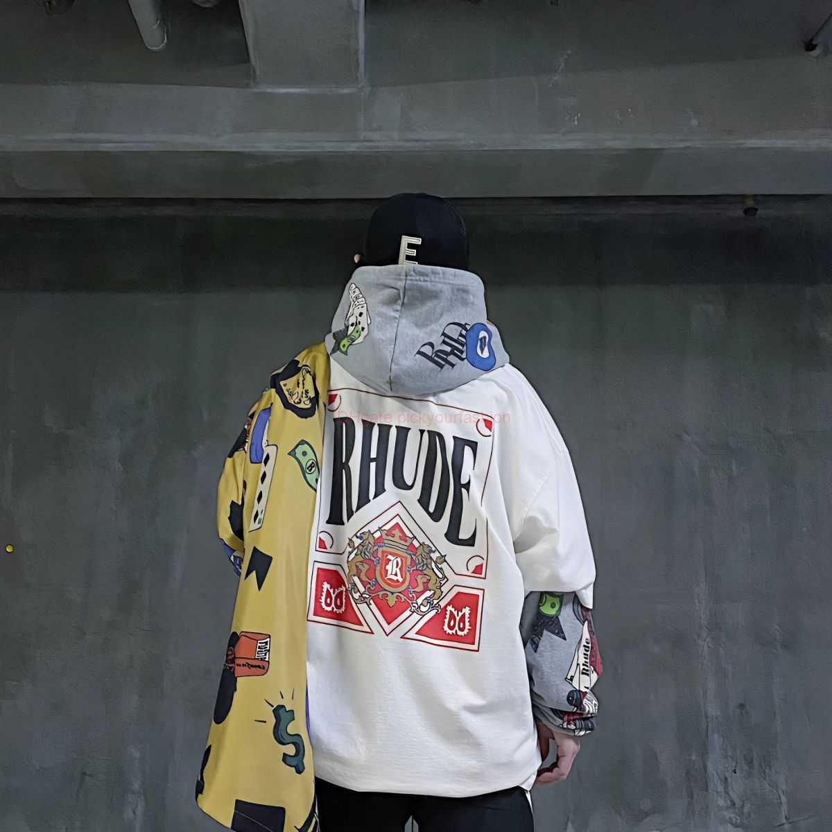 

Designer Fashion Clothing Tees Tshirt Ru232 Rhude Vintage Card Tee Card Printed Short Sleeve T-shirt Cotton Streetwear Tops Casual Sportswear Rock Hip hop for sale 24, White-green