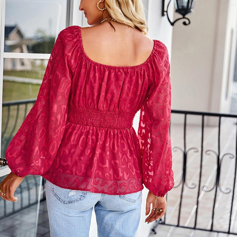 

Women' T Shirts Womens Long Sleeve Square Neck Tops Sexy Casual Workout, Red