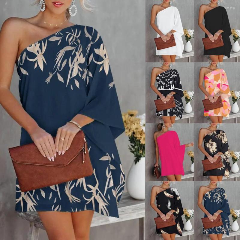 

Ethnic Clothing African Dress Women Summer Beach Dresses Casual Vacation Off Shoulder Streetwear Print Loose Mini Vestidos