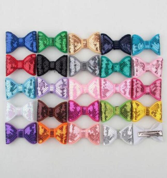 

5cm Newborn Sequins Hair Bows Hair Clips Solid Flower Bowknot with Paillettes for Baby Girls Hair Accessories YH4641837997, Multi-color
