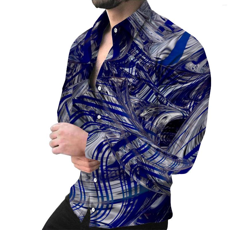 

Men' Casual Shirts Fashion Men Single Breasted Shirt Three-Color Print Long Sleeve Tops Men' Clothing Hawaii Party Cardigan, Sui01