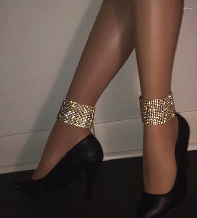 

Anklets Iced Out Rhinestone Crystal For Women Gold Silver Sexy Women's Anklet Punk Fashion Stainless Steel JewelryAnklets Kirk22