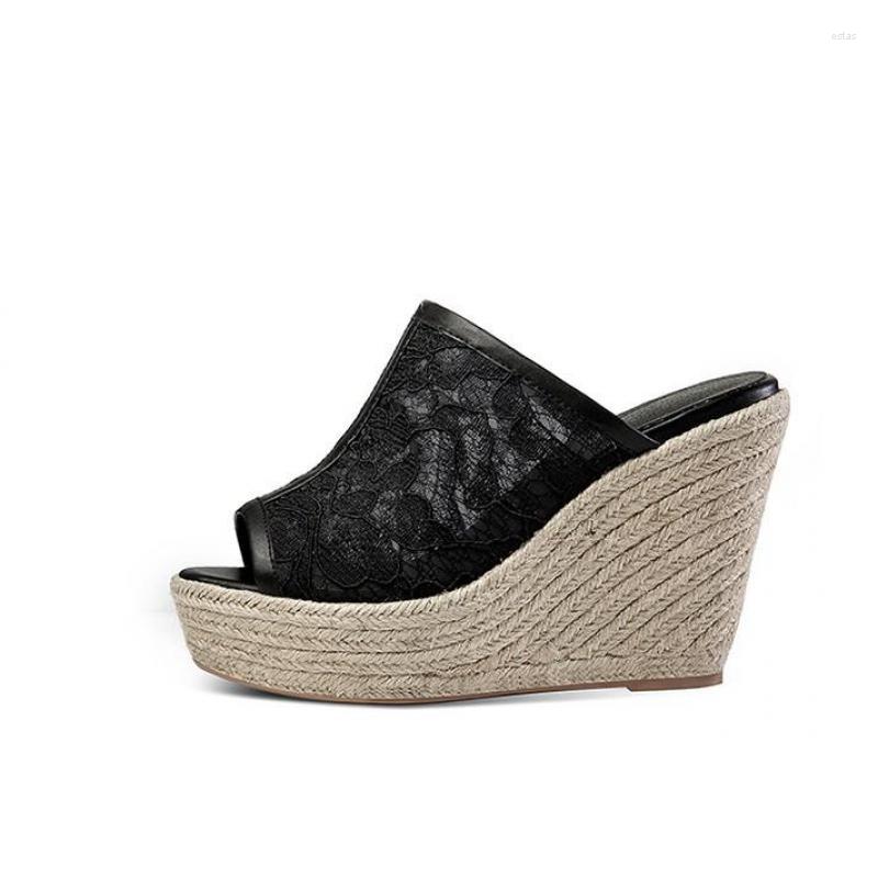 

Sandals Size 31-43 2023 Summer Wedges Heel Platform High Women's Shoes Open Toe Black, Beige