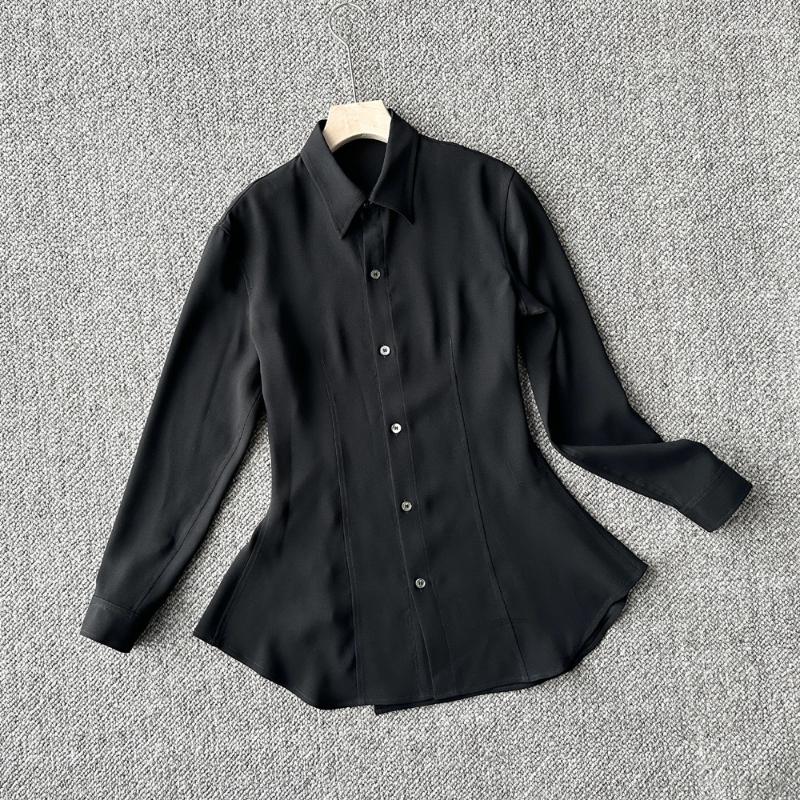 

Women' Blouses 2023 Asymmetric Back Slit Black Women' Mid-length Slim Shirt