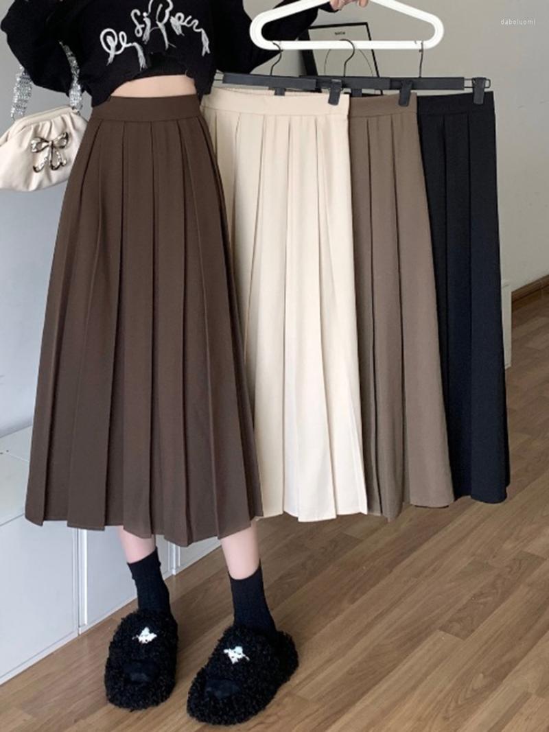 

Skirts Birthday Korean Women Casual Fashion Clothes Streetwear Solid Black Fresh Office Lady Girl All Match Y2k High Waist Female Skirt, Coffee