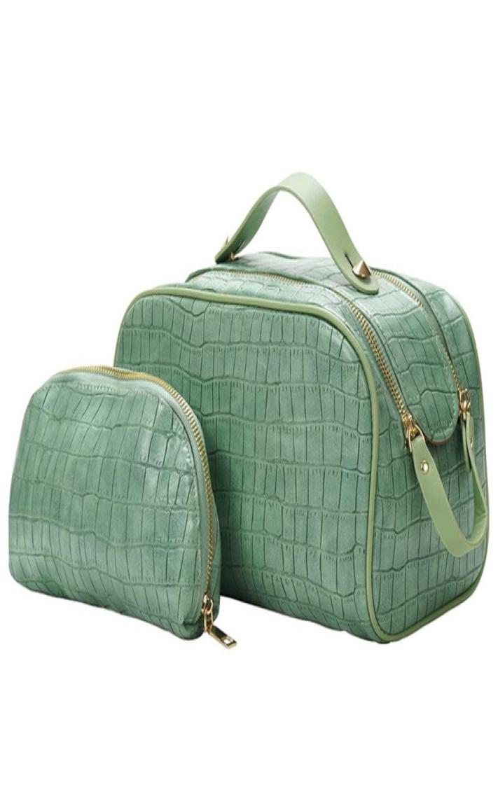 

2 Pieces Travel Simple Fashion Cosmetic Case Women039s Double Zipper Organizer Cosmetic Bags Tone Pattern Hand Wash Box Makeup 6937533, Green