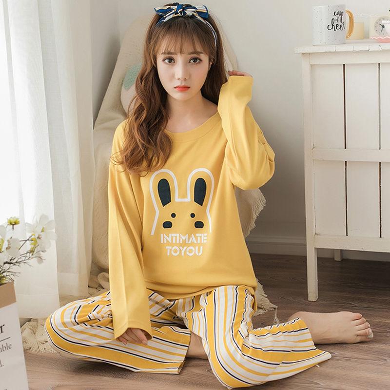 

Women's Sleepwear Cartoon Women's Pajama Sets Cotton Pijama Autum Long Sleeve Pyjama Femme Quality Ladies Home Suit Clothes For
