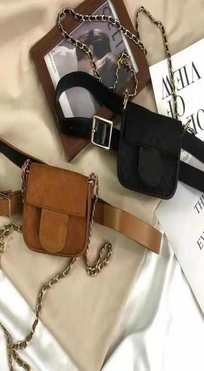 

Classic Retro Lady Fashion Waist Bag Adjustable Belt Removable Double Chain Design ThreeColour Letter Leather Designer Messenger 1954663, Sky blue