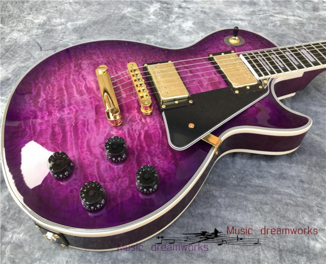

China electric guitar quilted maple Purple guitar ABR1 bridge gold hardware6326969