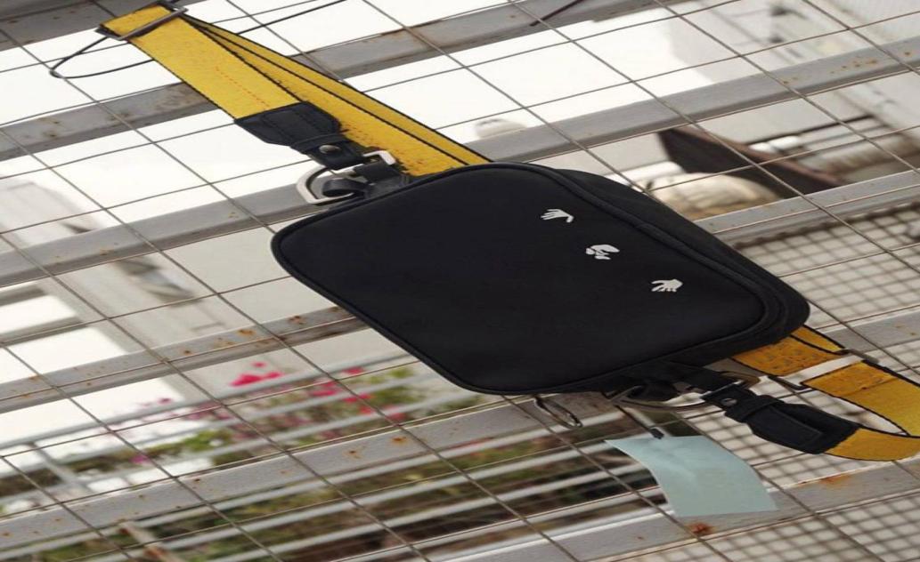 

455343Brand MINI Men off Yellow canvas belt high white Shoulder Bag camera bag waist bags multi purpose satchel Shoulder Bag Messe1546111, Black