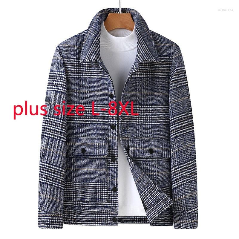 

Men's Jackets Autumn Fashion Super Large Arrival And Winter Men Plaid Print Coat Knitted Casual Plus Size LXL2XL3XL4XL5XL6XL7XL8XL