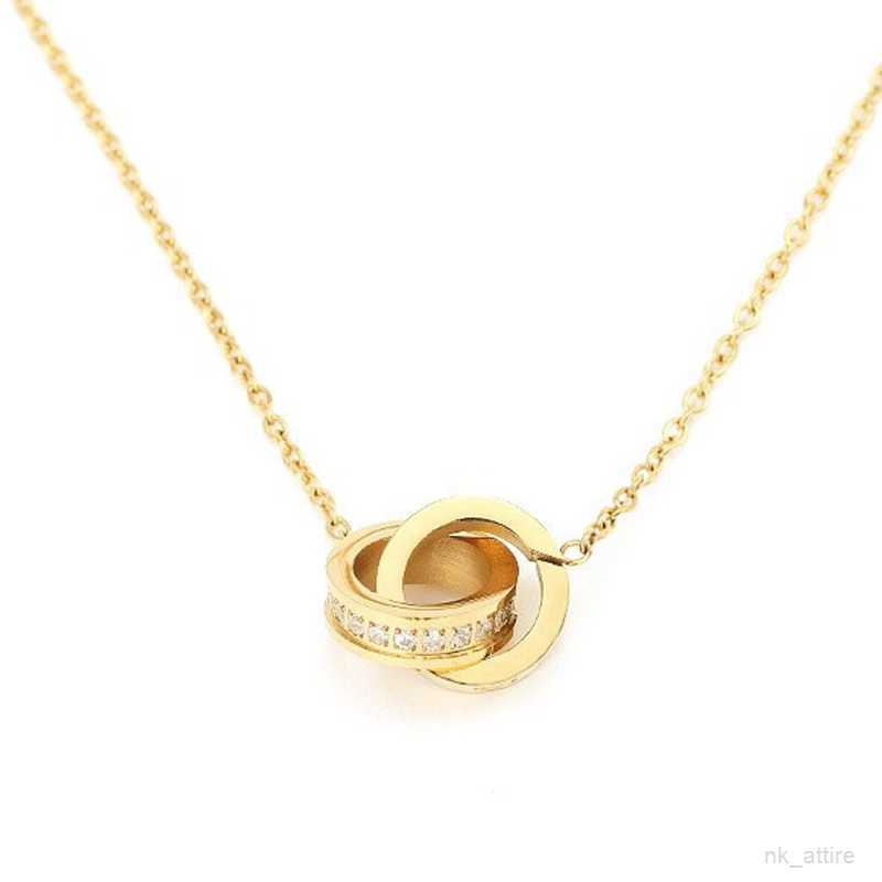 

Fashion Classic Design Pendant Love screw cap Necklace for men women double Loop ring full cz two rows diamond pendant Jewelry Collares Collier octagonal