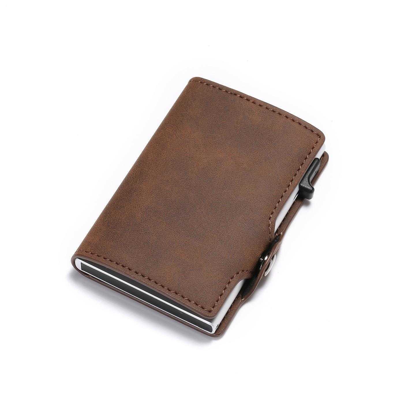 

Wholesale Rfid Retro Wallet Horse Leather Aluminum Alloy Side Push Card Bag, Red