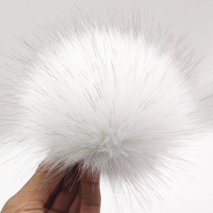 

Berets 12cm White DIY Faux Hair Ball Artificial Fur Pompom For Beanies Cap Pom Bags Shoes Keyring With Metal Button