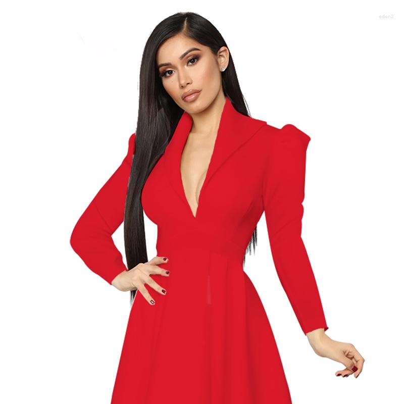 

Casual Dresses Remelon Fall Solid Color Long Sleeve V-Neck A-Line Dress Elegant Sexy Irregular Nightclub For Women, Black