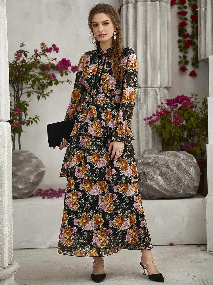 

Casual Dresses TOLEEN Women' Chic Elegant Maxi Long 2023 Spring Autumn Floral Print Turkish African Evening Party Robe Vestidos, Multi