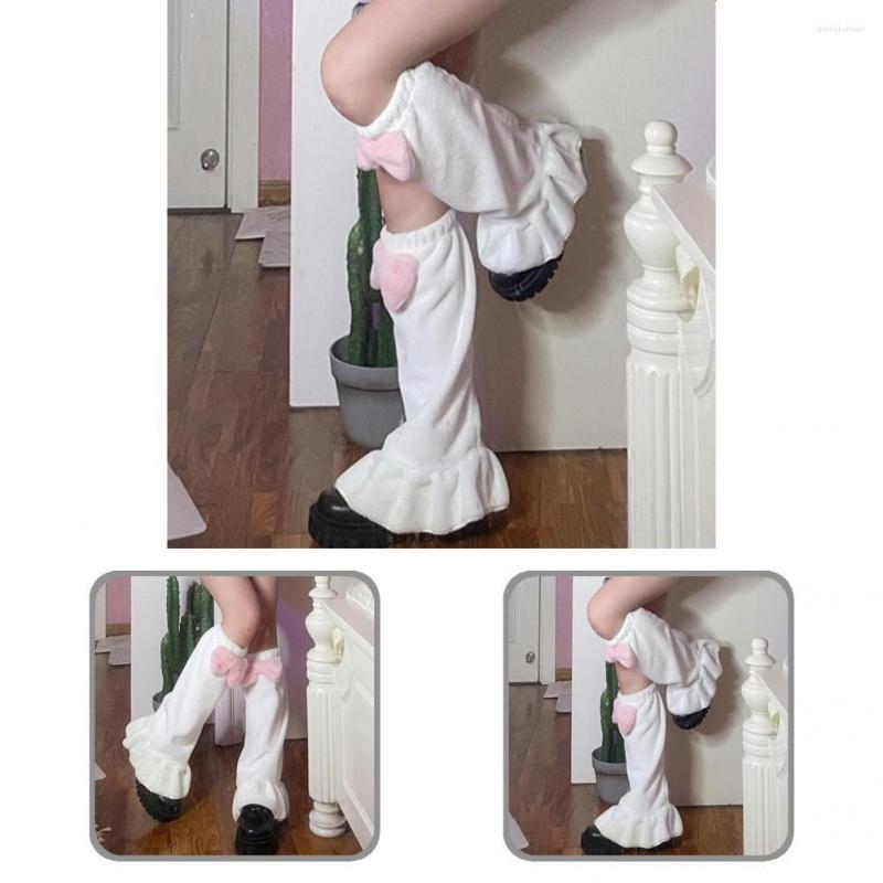 

Women Socks Student 1 Pair Sweet Japanese Style Ruffles Leg Soft Winter Warmers Bow-knot For School, Sock