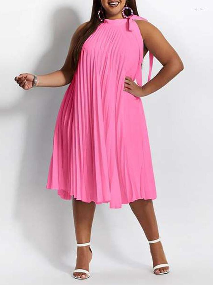 

Casual Dresses Plus Size Tied Detail Sleeveless Pleated Dress, Apu7607a