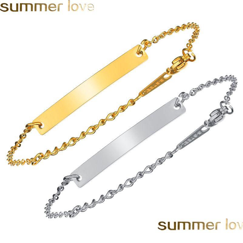 

Charm Bracelets Design Stainless Steel Bar Bracelet For Boy Girl Gold Color Children Friends Gift Jewelry Custom Engraved Name Drop D Dhtqk