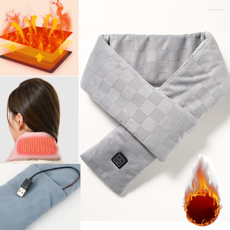 

Bandanas Winter Heated Scarf USB Men Women Heating Neckerchief Plush Collar Scarves Neck Warmer Rechargeable Cotton