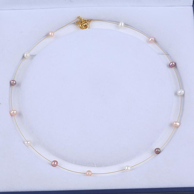 

Chains 18K Gold Plated Natural Original Freshwater Potato Pearl Necklace Jewelry
