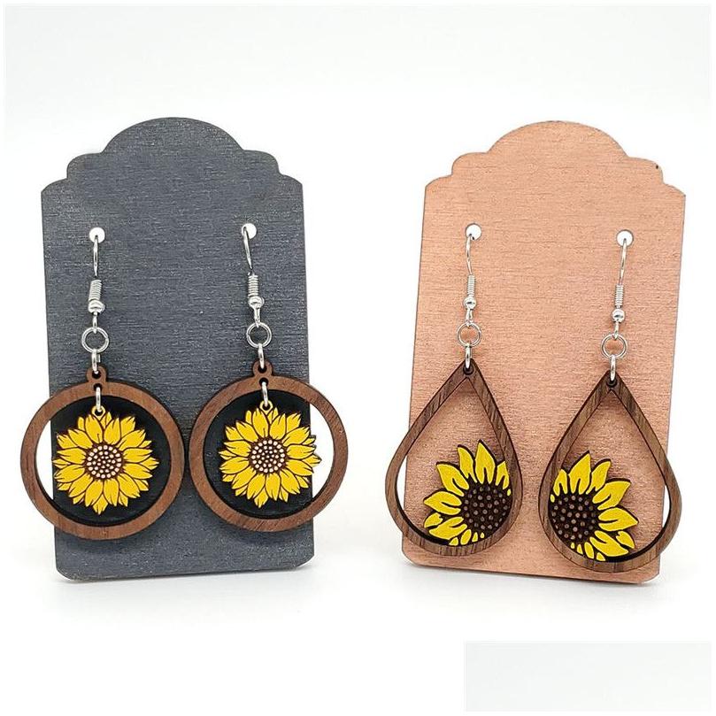 

Charm Wooden Sunflower Earrings For Women Daisy Flower Drop Dangle Statement Delivery Jewelry Dhxp5